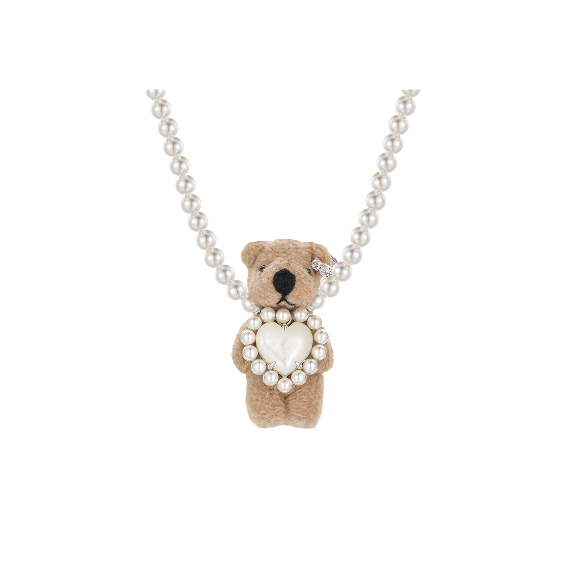 KW4DJENYV08BR Yvmin Furry Bear Pearl Necklace Brown - 24FW