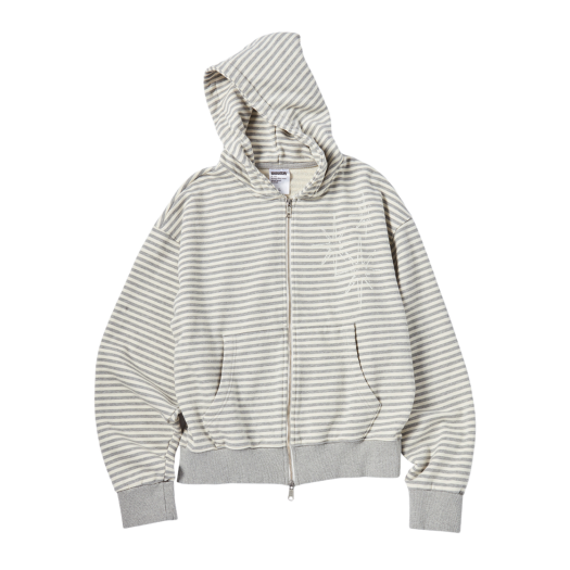 UN25HZ03MG Untitled Starrynight Small Stripe Hood Zip Up Melange White