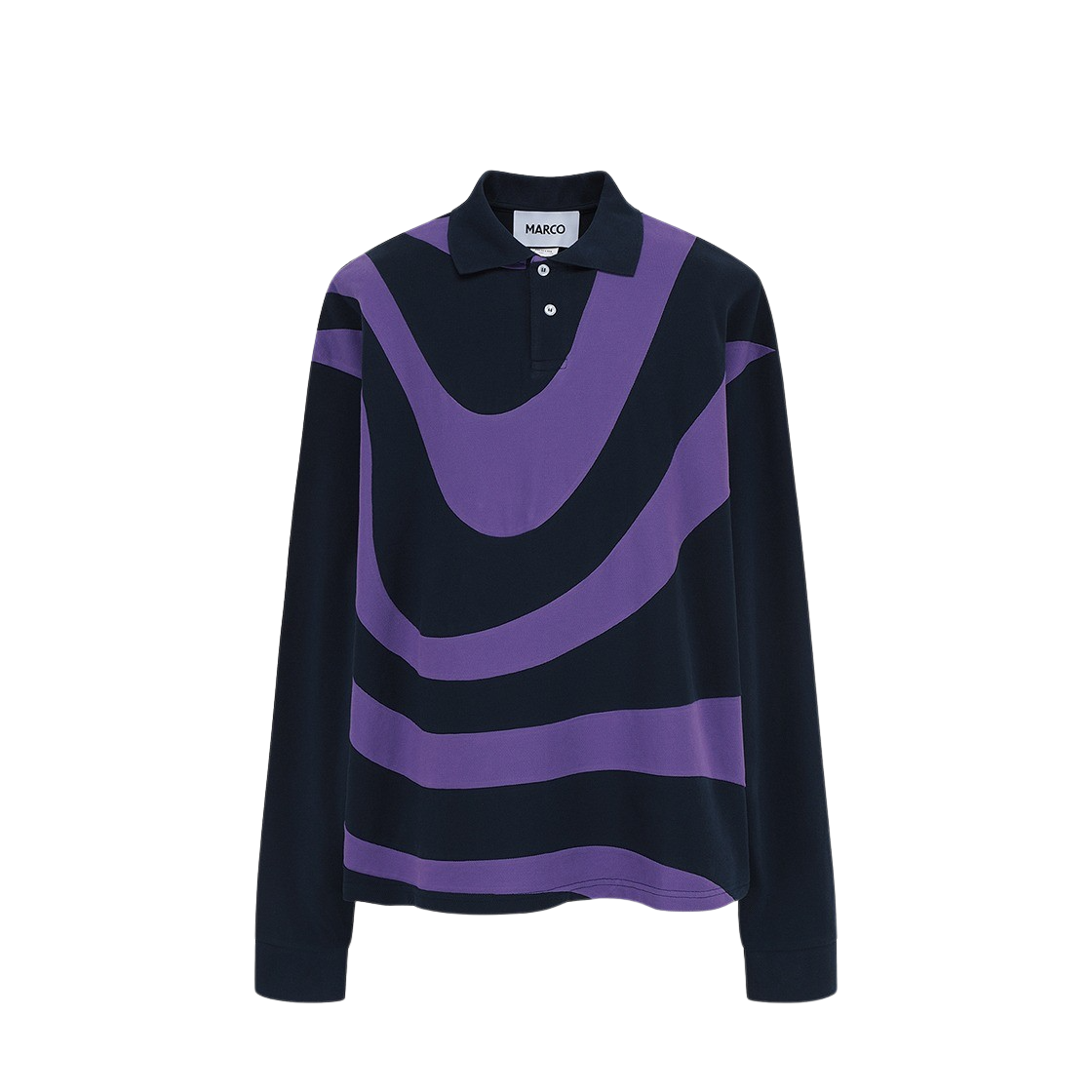 마르코 웨이브스 롱 슬리브 폴로 퍼플 네이비(MARCO Waves Long Sleeve Polo Purple Navy)