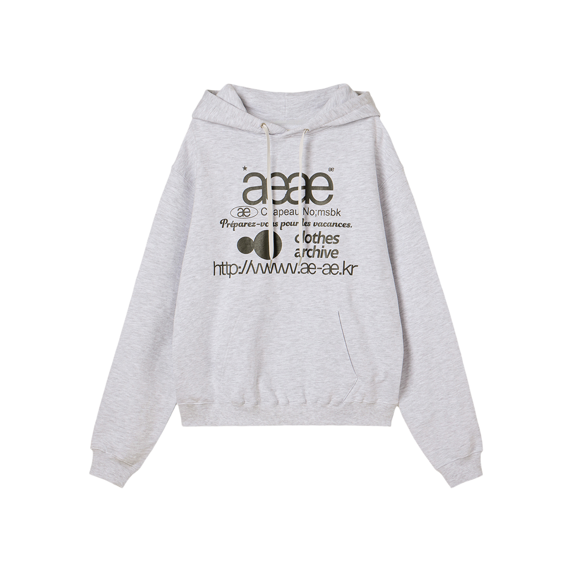 에이이에이이 웹 로고 루즈 후디 라이트 그레이