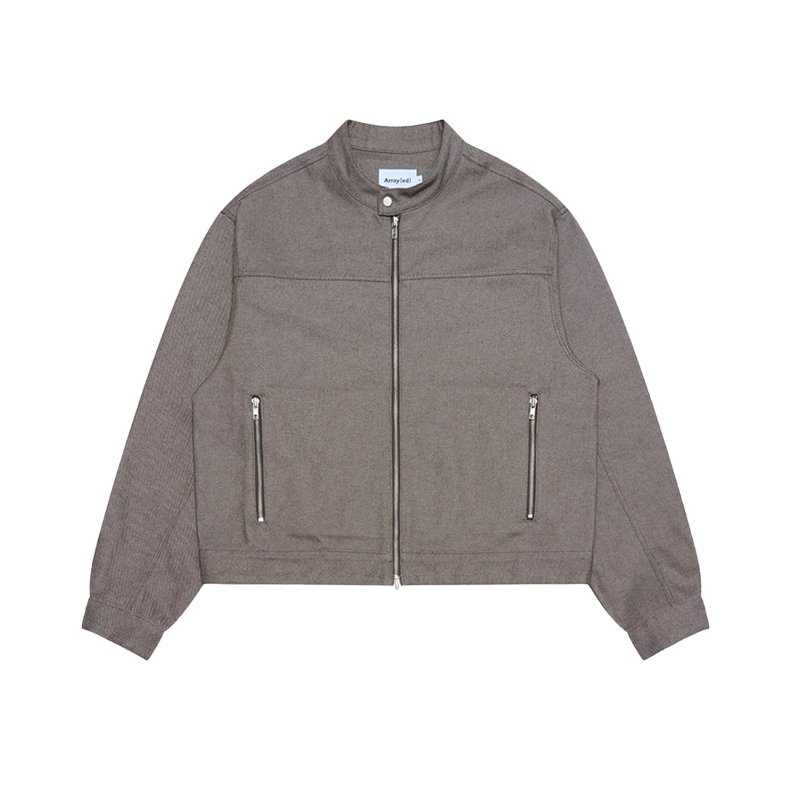 ARJK4301-Brown Arrayed Non Fade Vertical Biker Crop Denim Jacket Brown