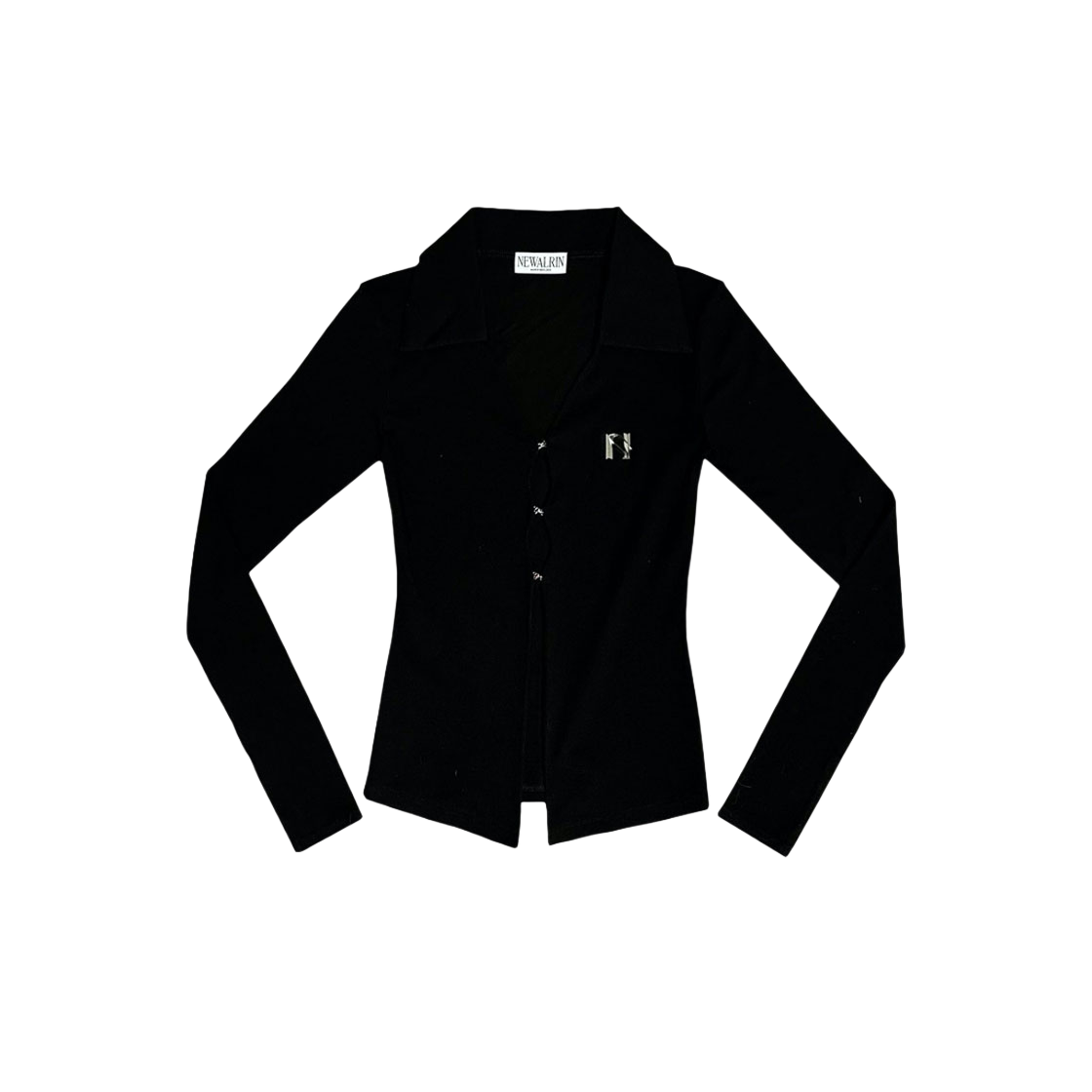 뉴얼린 엠블럼 셔츠 탑 블랙(Newalrin Emblem Shirt Top Black)