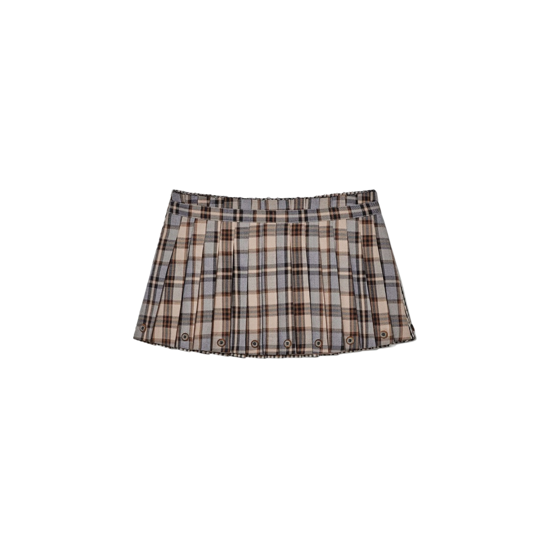 (W) 글로니 루셀 플레이드 미니 스커트 브라운((W) Glowny Russell Plaid Mini Skirt Brown) - 2