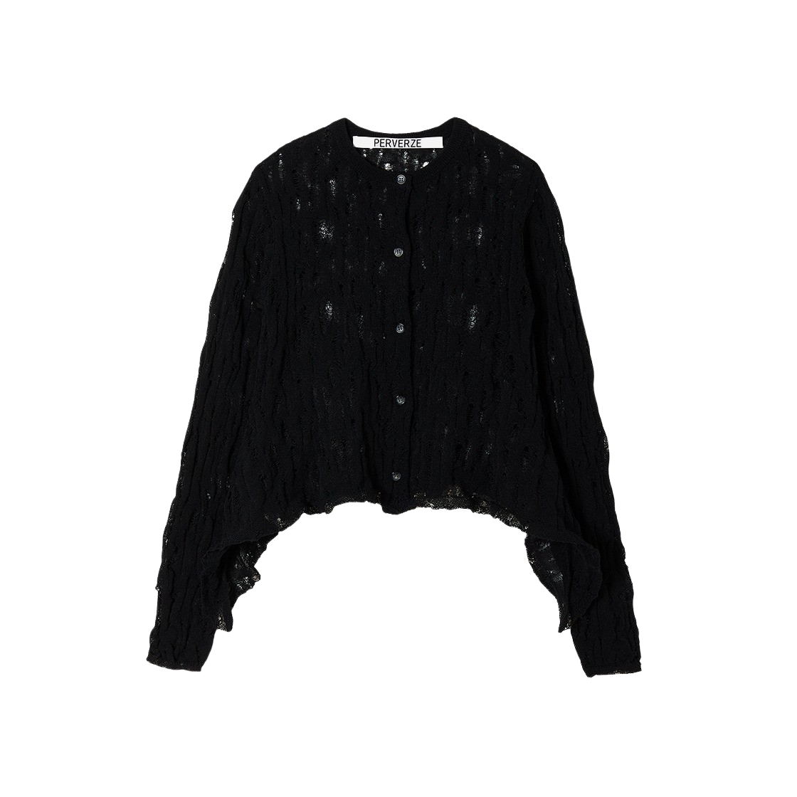 퍼버즈 우먼 래더 크래쉬 니트 가디건 블랙(Perverze Women Ladder Crash Knit Cardigan Black)