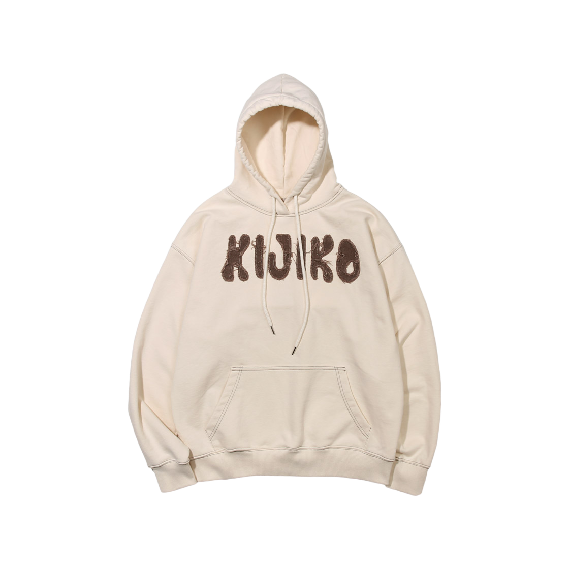키지코 아플리케 그런지 후디 아이보리(KIJIKO Appliqué Grunge Hoodie Ivory) - 1