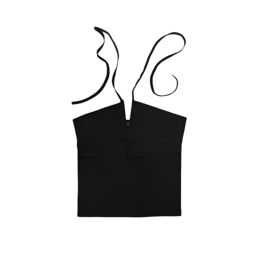 6367896 SIO String Halter Top Black