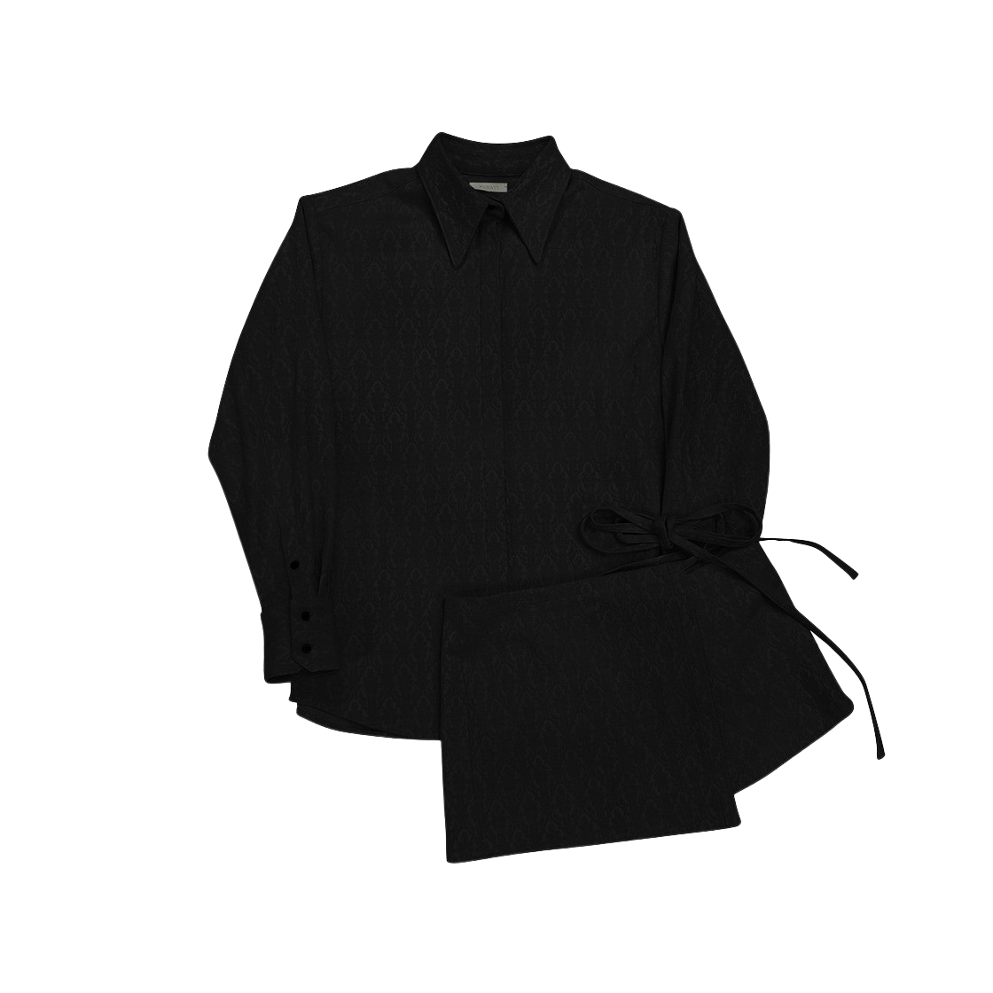 2023AWSHIRT04 Rubati Jacquard Shirt with Half Apron Black