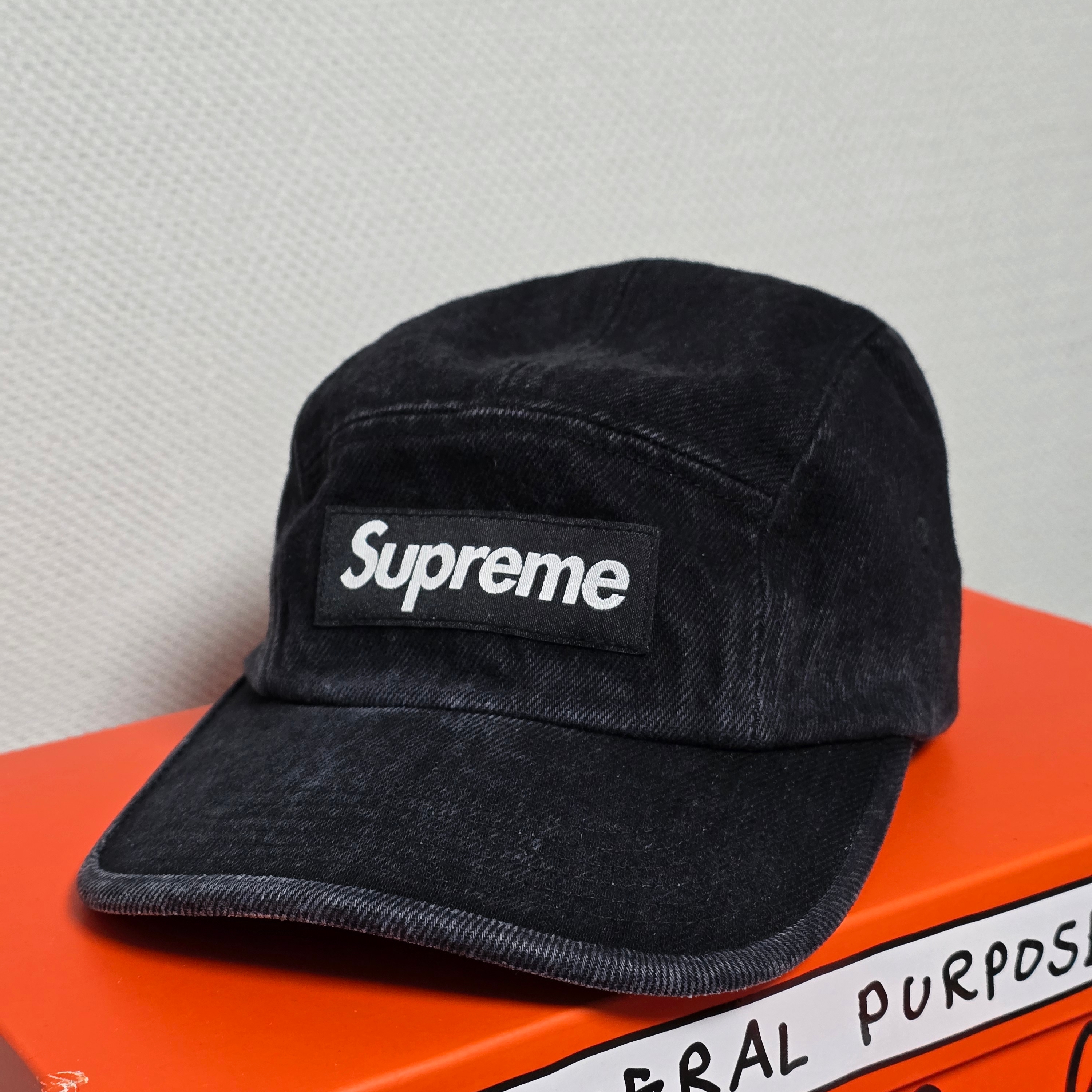 Supreme Denim Camp Cap Black - 24SS 착용 스타일