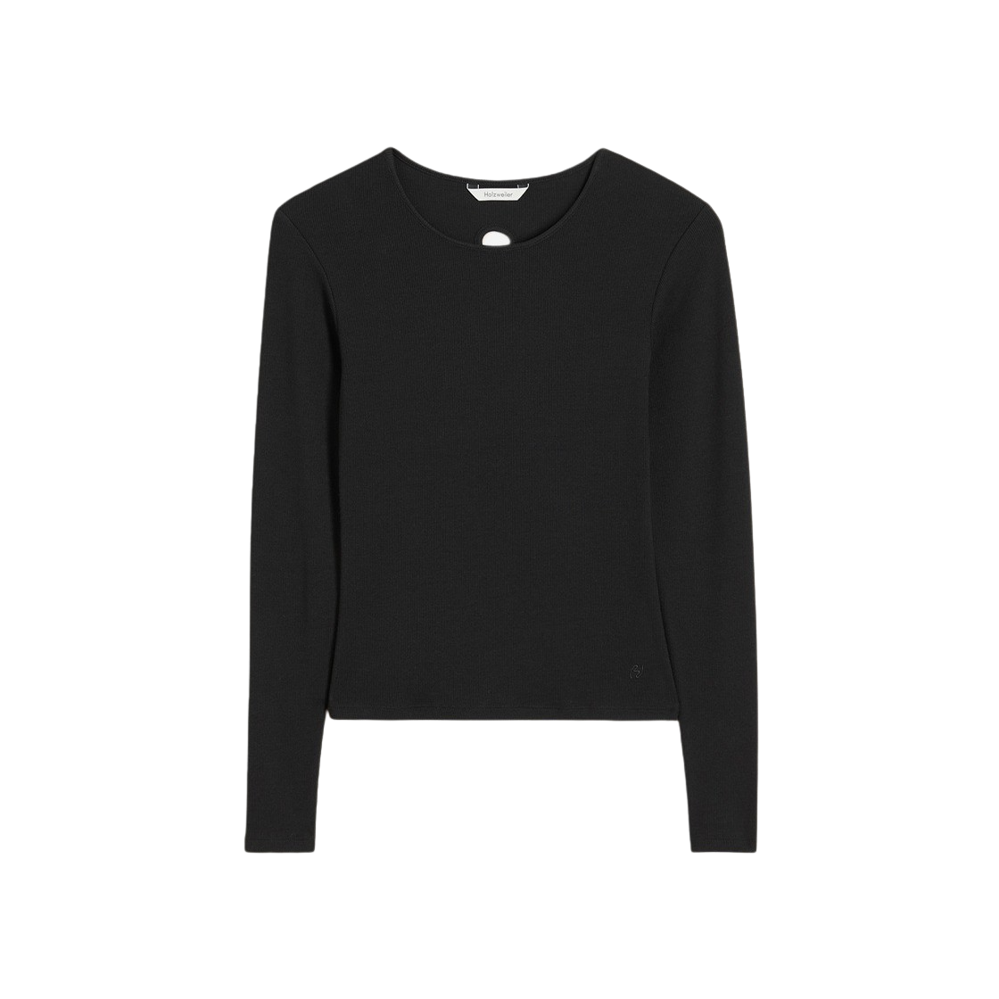 KW4BTSLHZ31BK Holzweiler Women Fitted Rib Long Sleeve Black