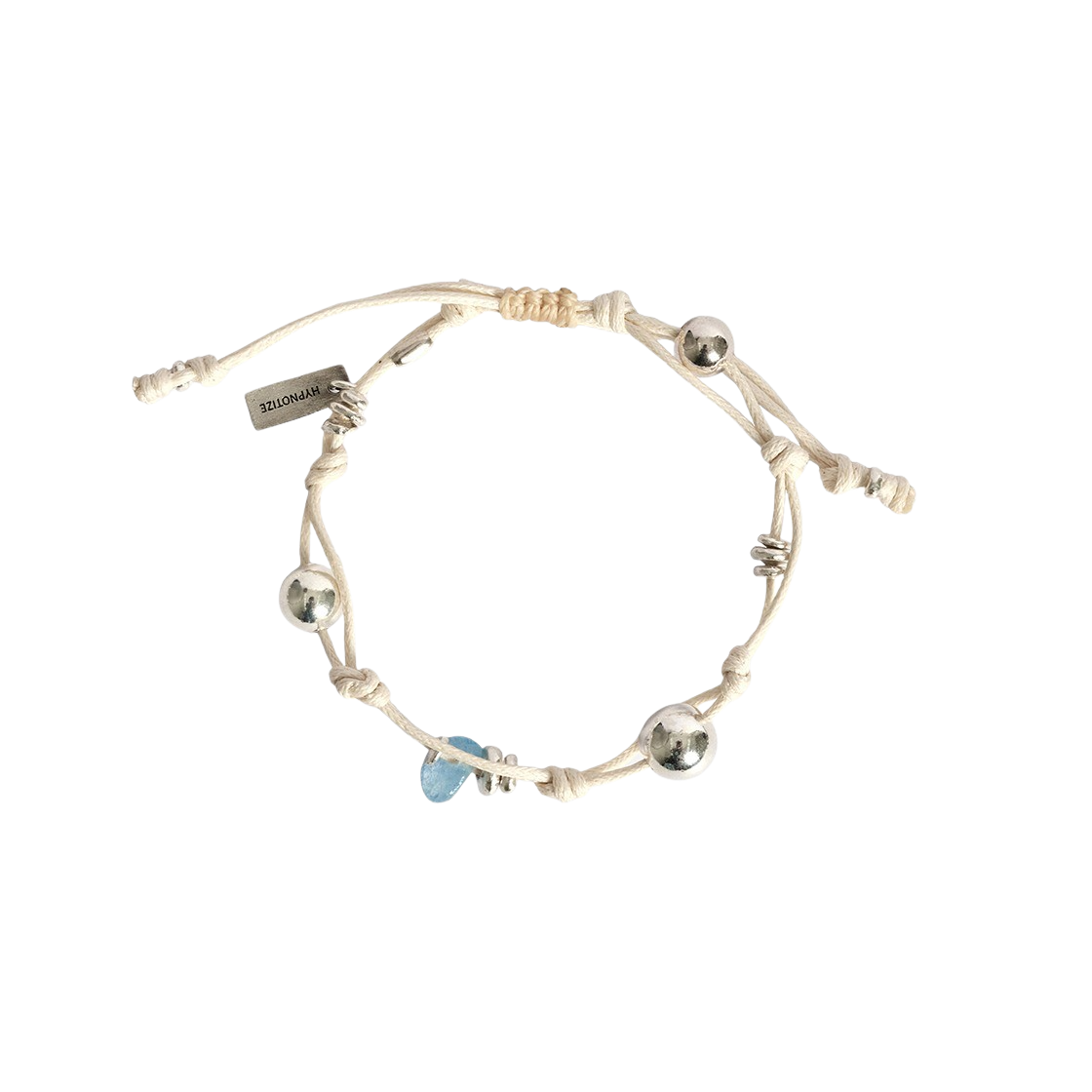 H24SSB06SV-IV-06 Hypnotize Silver Ball String Bracelet Ivory