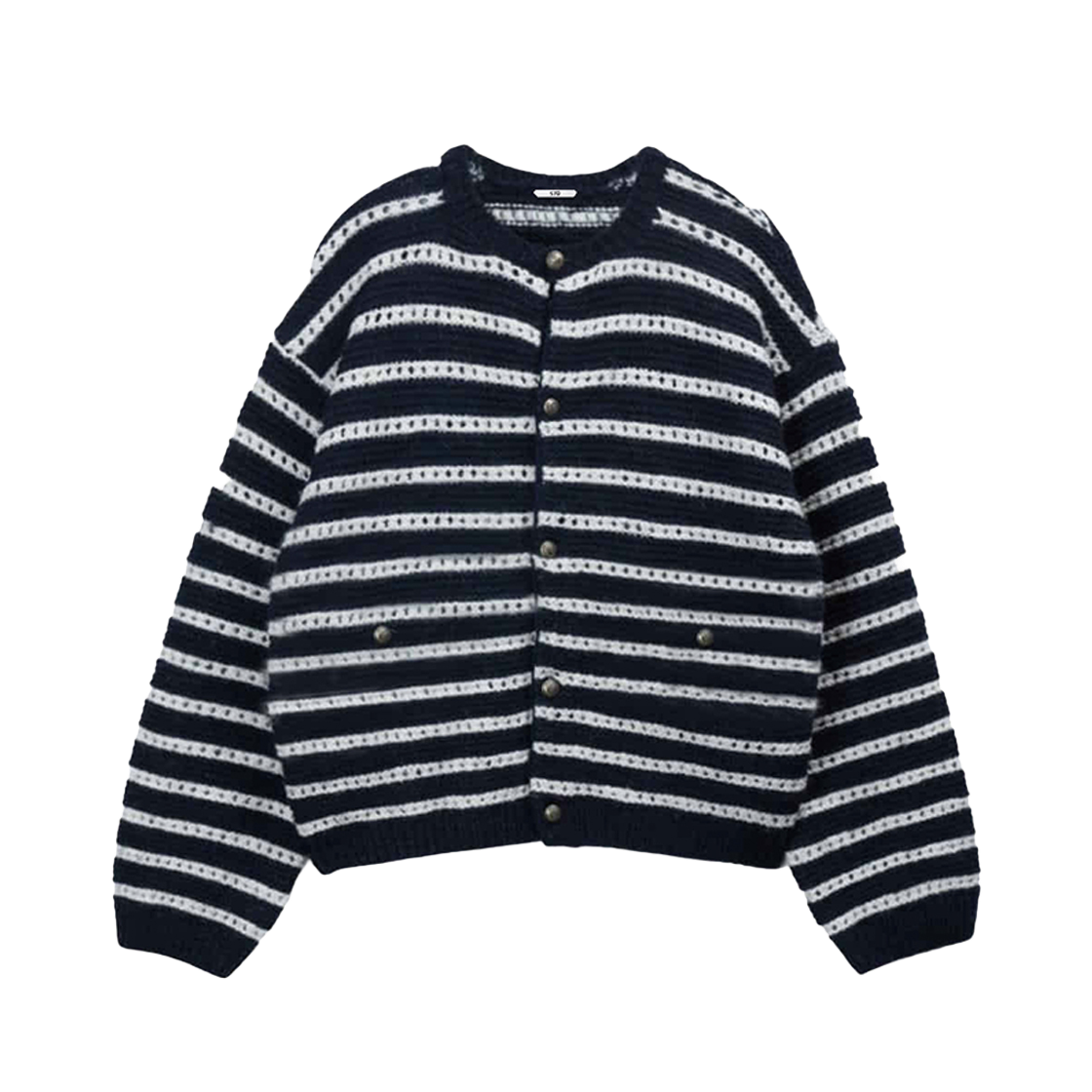 ST2409KTCS01 [KREAM 단독 리오더] STU Round Neck Stripe Cardigan Navy - 대표 이미지 #1