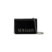 Newalrin Leather Wallet chain Bag Black