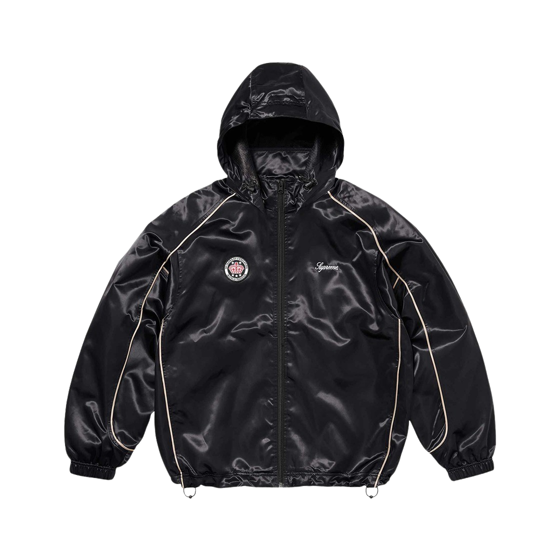 KM4AOTBSP10BK Supreme Satin Hooded Track Jacket Black - 24SS
