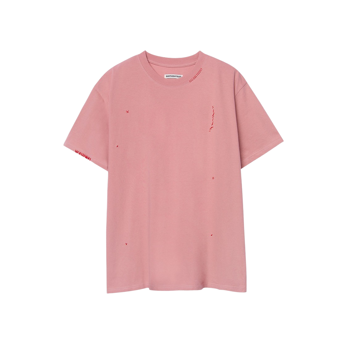 벌스데이수트 핸드 스티치 티셔츠 핑크(Birthdaysuit Hand Stitch T-Shirt Pink)