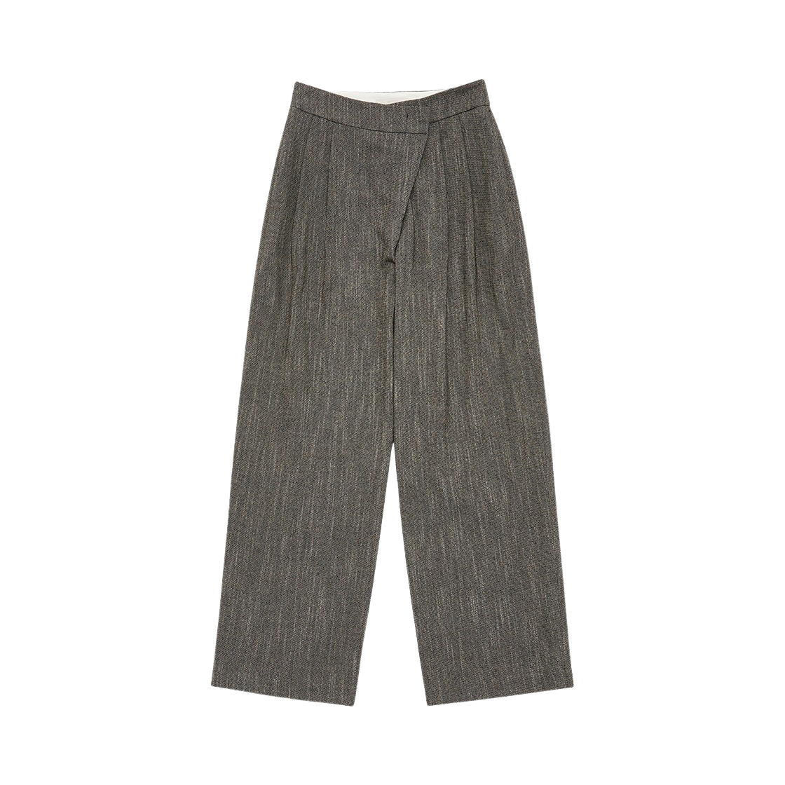 KM4DPALAM48RG Amomento Tweed Two Tuck Wide Pants Charcoal - 24FW
