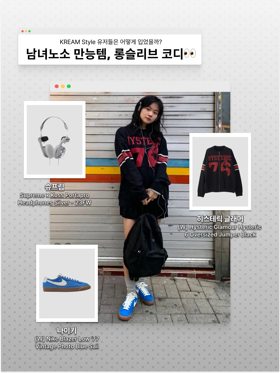 Supreme Waxed Cotton Camp Cap Black - 23FW, Human Made Graphic L/S T-Shirt #3 White 착용 스타일 - 5