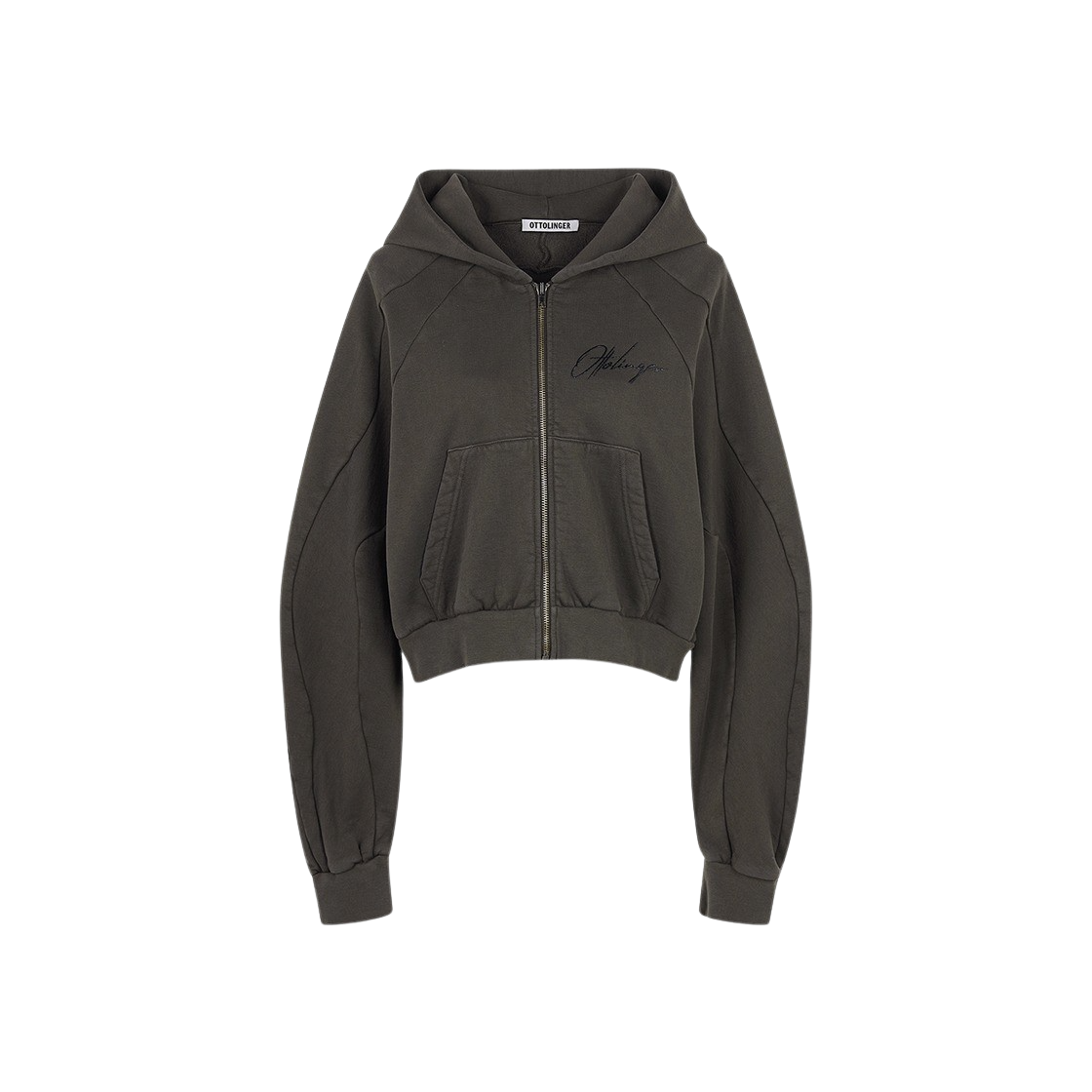 오토링거 우먼 멀티라인 집 후디 다크 브라운 워시 - 24FW(Ottolinger Women Multiline Zip Hoodie Dark Brown Wash - 24FW)