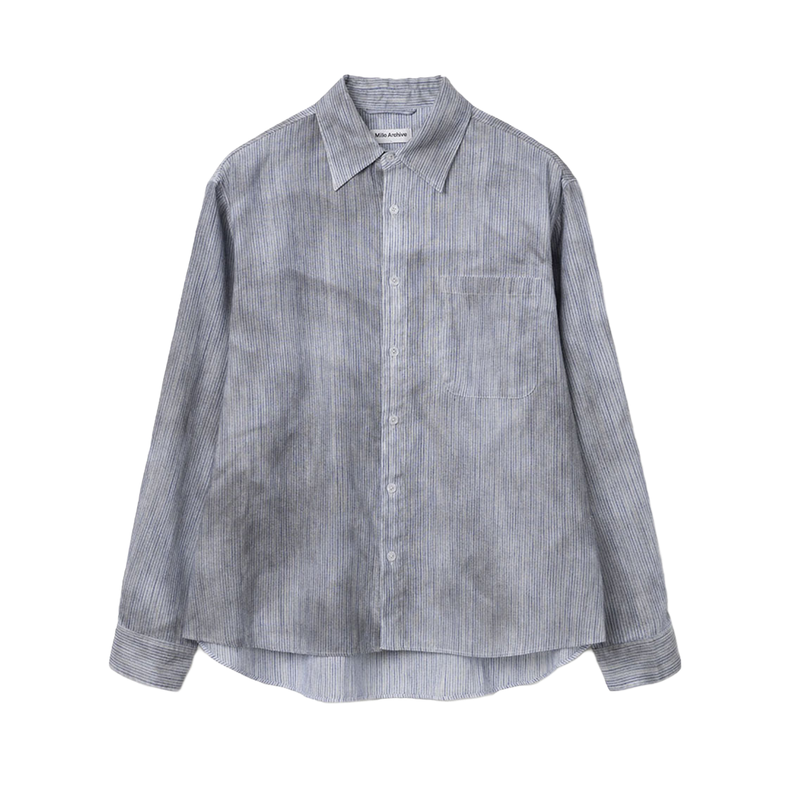 밀로 아카이브 오버 다잉 스트라이프 셔츠 그런지 블루(Millo Archive Overdying Stripe Shirts Grunge Blue)