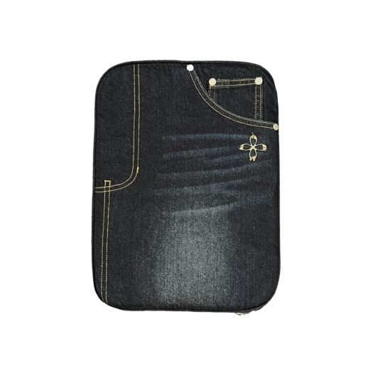 【SURGERY】denim jeans clover logo clutch bag 'black denim' SURGERY】denim jeans clover logo clutch bag 'black denim