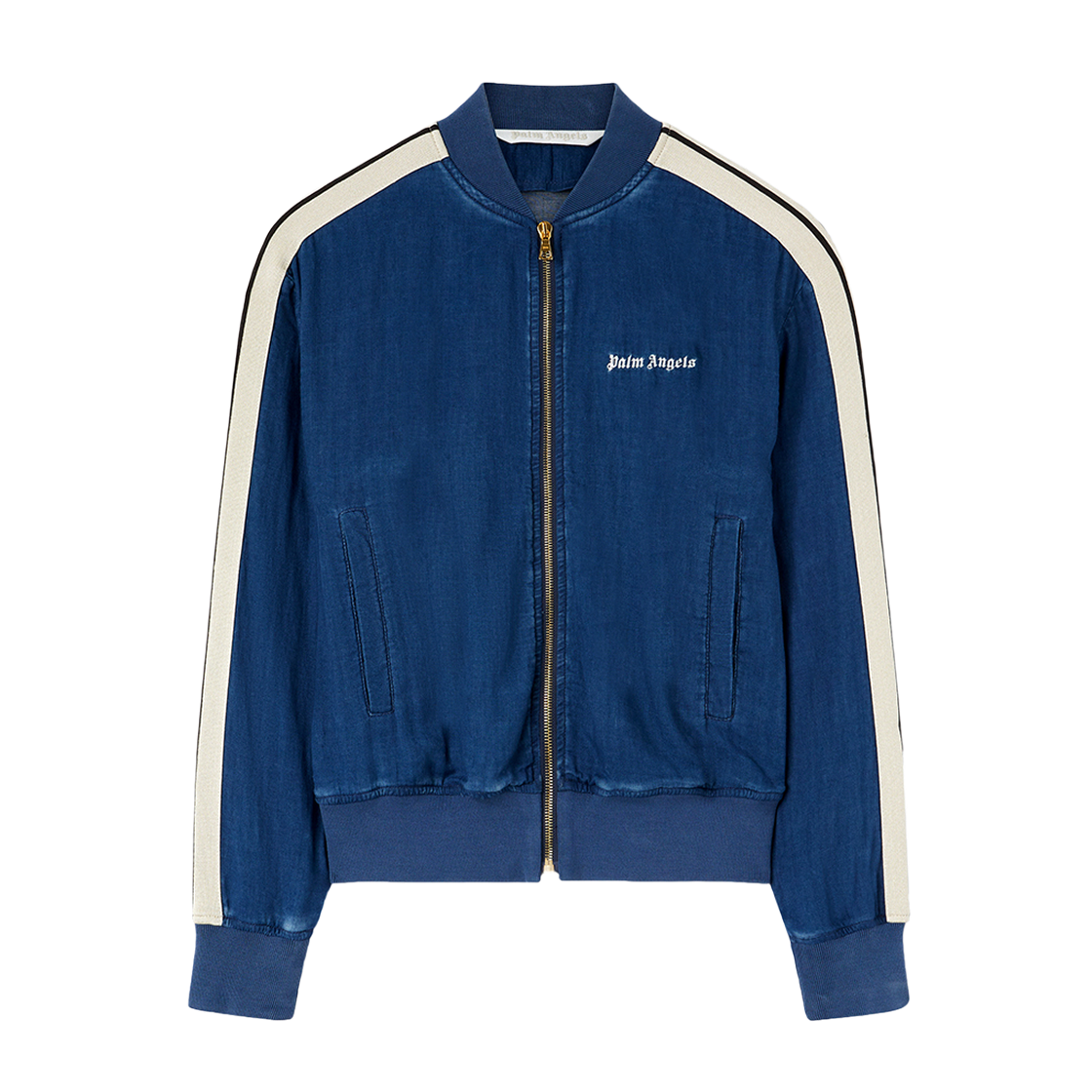P5NWMA435 Palm Angels Chambray Track Bomber Jkt Blue