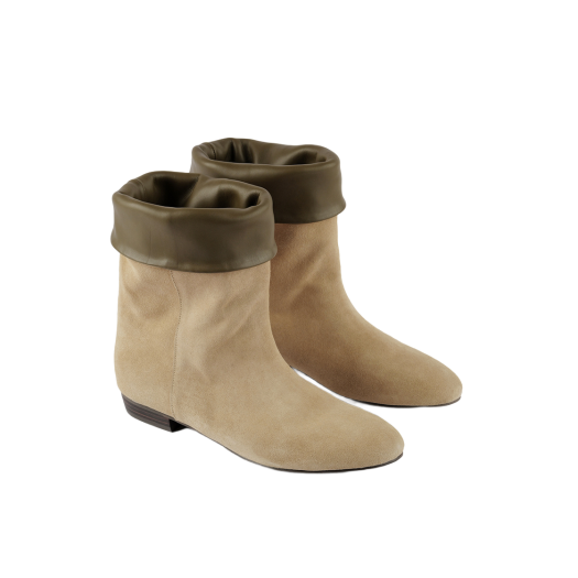 MD0334_2 Moodnight Kelly Foldable Half Boots l Beige Suede