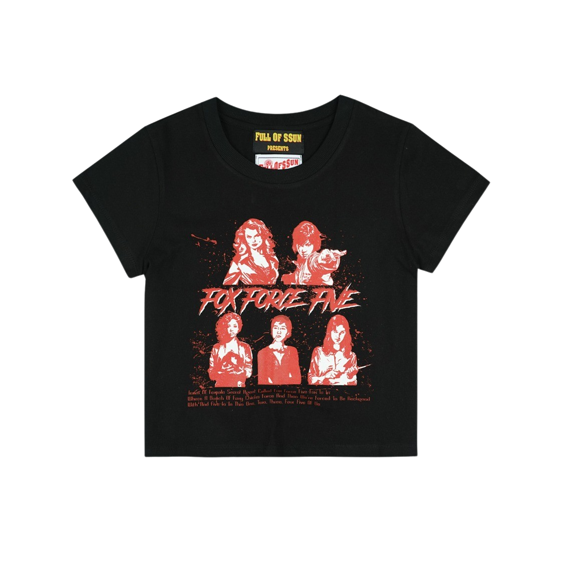 풀오브썬 폭스 폭스 파이브 크롭 티셔츠 블랙 | Full of Ssun | KREAM Full of Ssun Fox Force Five Crop T-Shirt Black