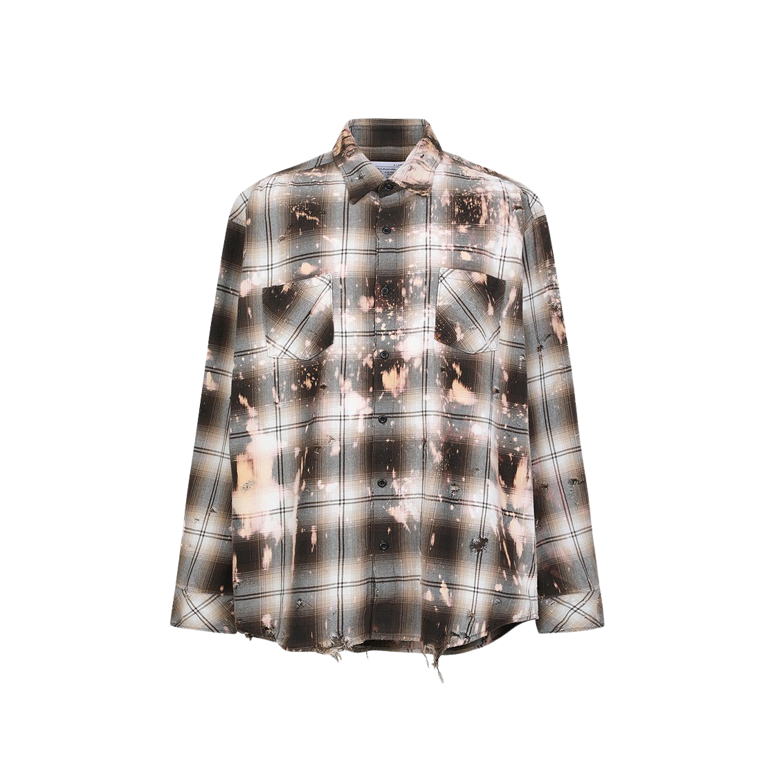 라푸 블리치드 데미지드 셔츠 브라운(Rafu Bleached Damaged Shirt Brown)