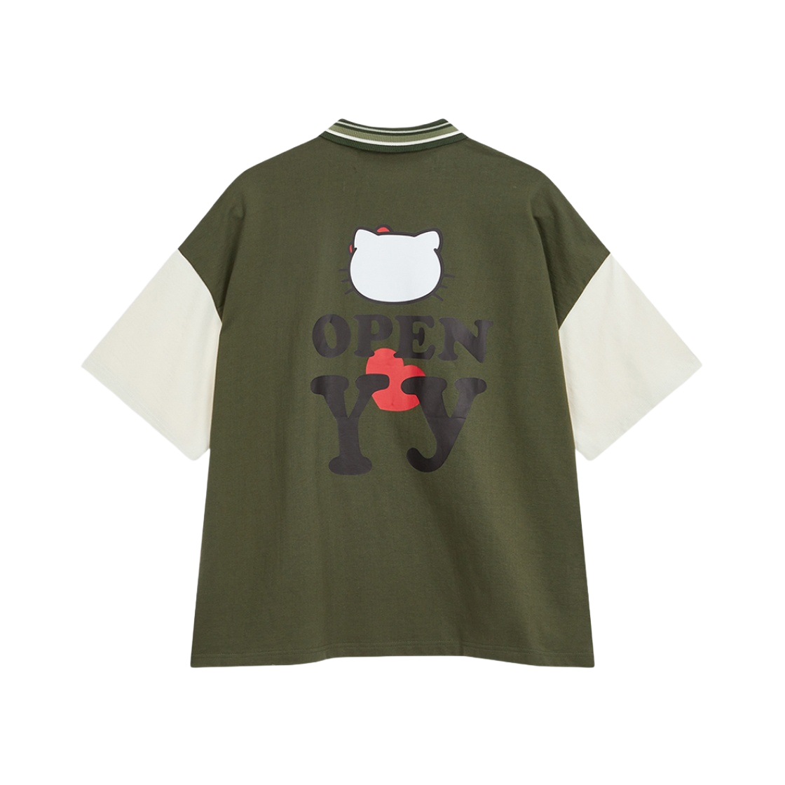 Tシャツ・カットソー Open Yy x Hello Kitty Collared T-Shirt Black HELLO KITTY X YY COLLARED T-SHIRT, BLACK