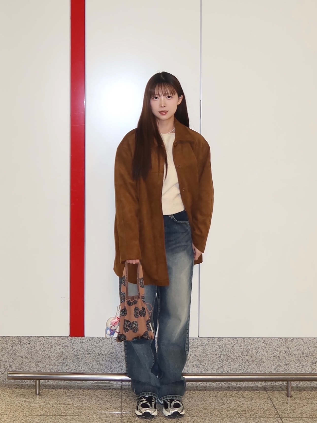 Joseph&Stacey Lucky Pleats Knit S Leopard Hello Kitty Tan Brown 착용 스타일 - 2