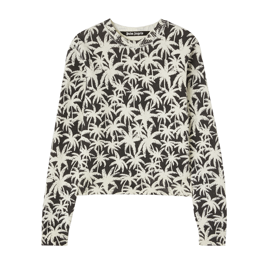 P4WMPA490 Palm Angels Palms Allover Roundneck Off White