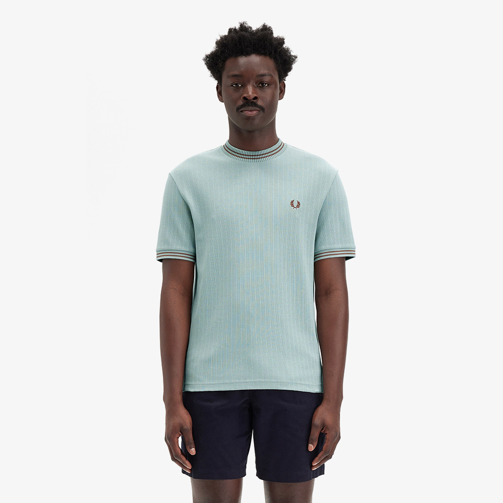프레드페리 립 저지 티셔츠 실버 블루(Fred Perry Ribbed Jersey T-Shirt Silver Blue) - 2
