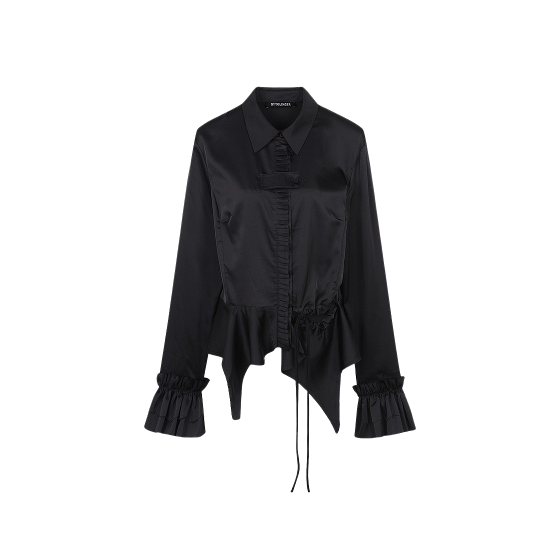 오토링거 우먼 러치드 롱슬리브 블라우스 블랙 - 24FW(Ottolinger Women Rouched Longsleeve Blouse Black - 24FW)