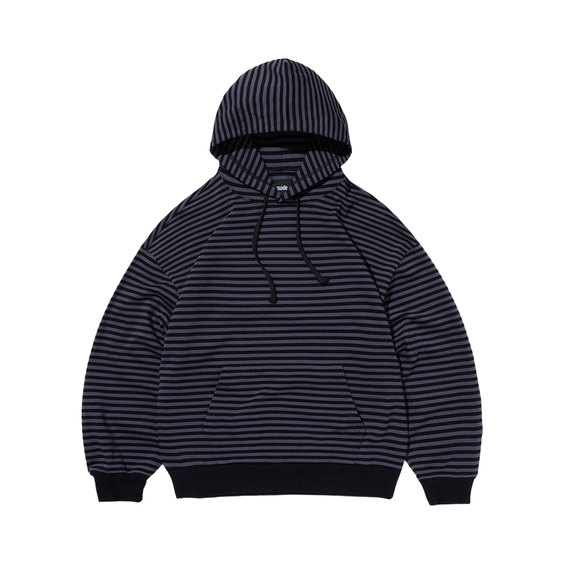 스웨이드 스트라이프 후디 블랙