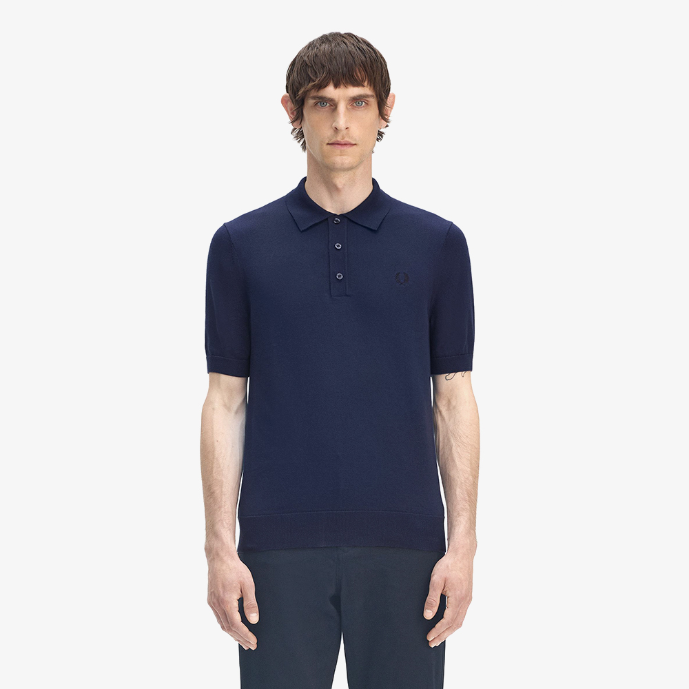 프레드페리 숏 슬리브 코튼 니트 셔츠 테니스 블루(Fred Perry Cotton Knitted Shirt Tennis Blue) - 2