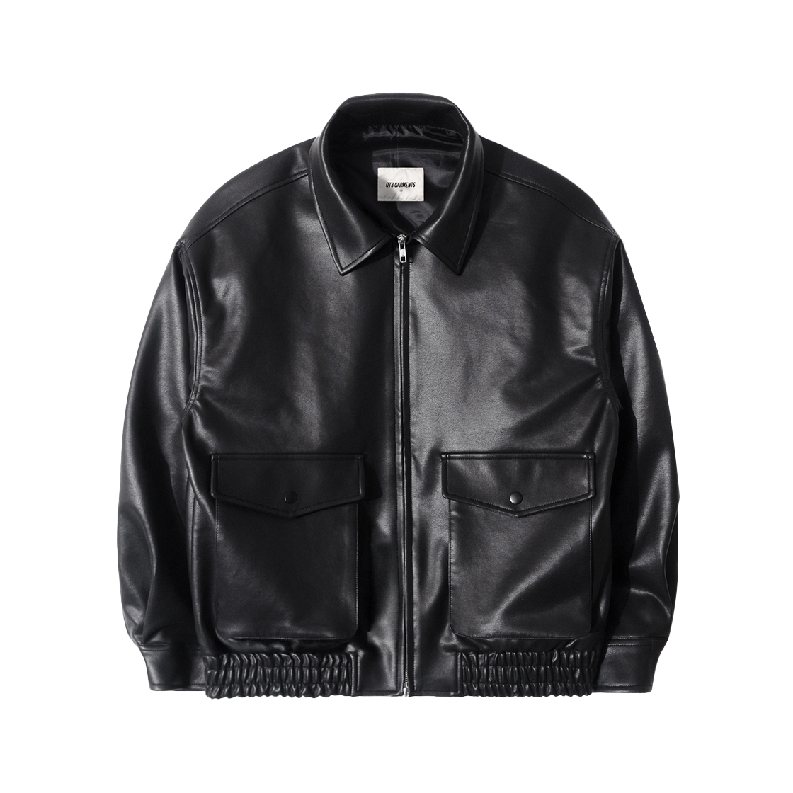 Q5SMJK003BLK QT8 GARMENTS Synthetic Leather Pocket Jacket Black