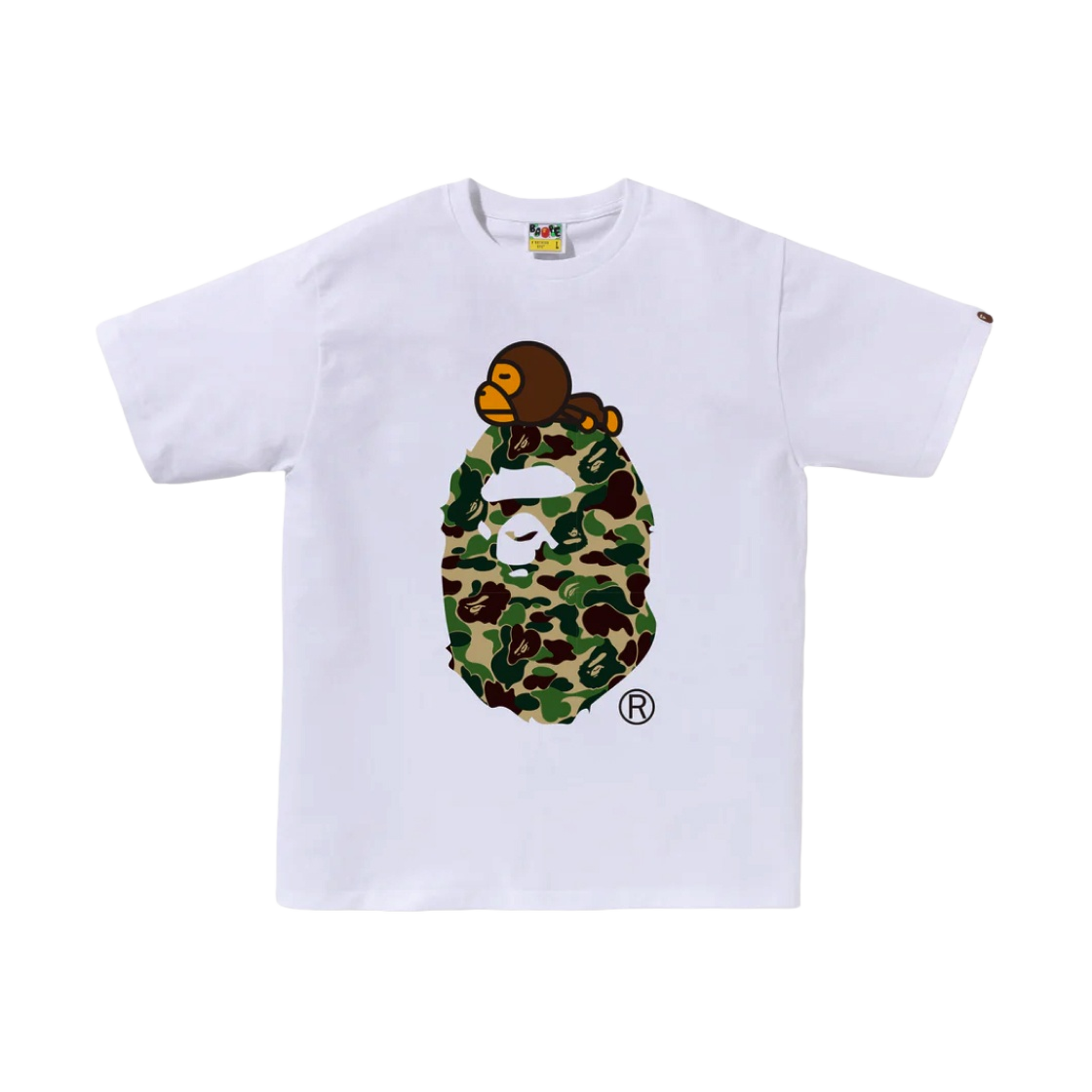 - BAPE ABC Camo Milo on Big Ape T-Shirt White Green - 대표 이미지 #1