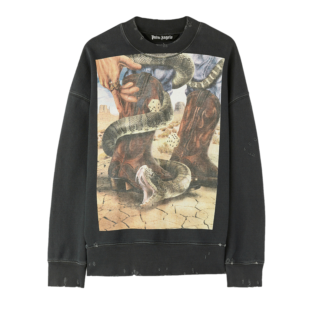 P4MMPA195 Palm Angels Dice Game Back Logo Crew Grey