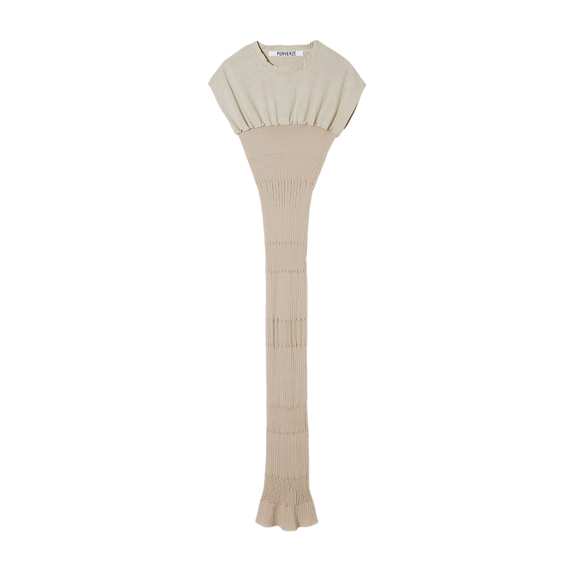 퍼버즈 우먼 콤비네이션 티-드레스 베이지(Perverze Women Combination Tee-dress Beige)
