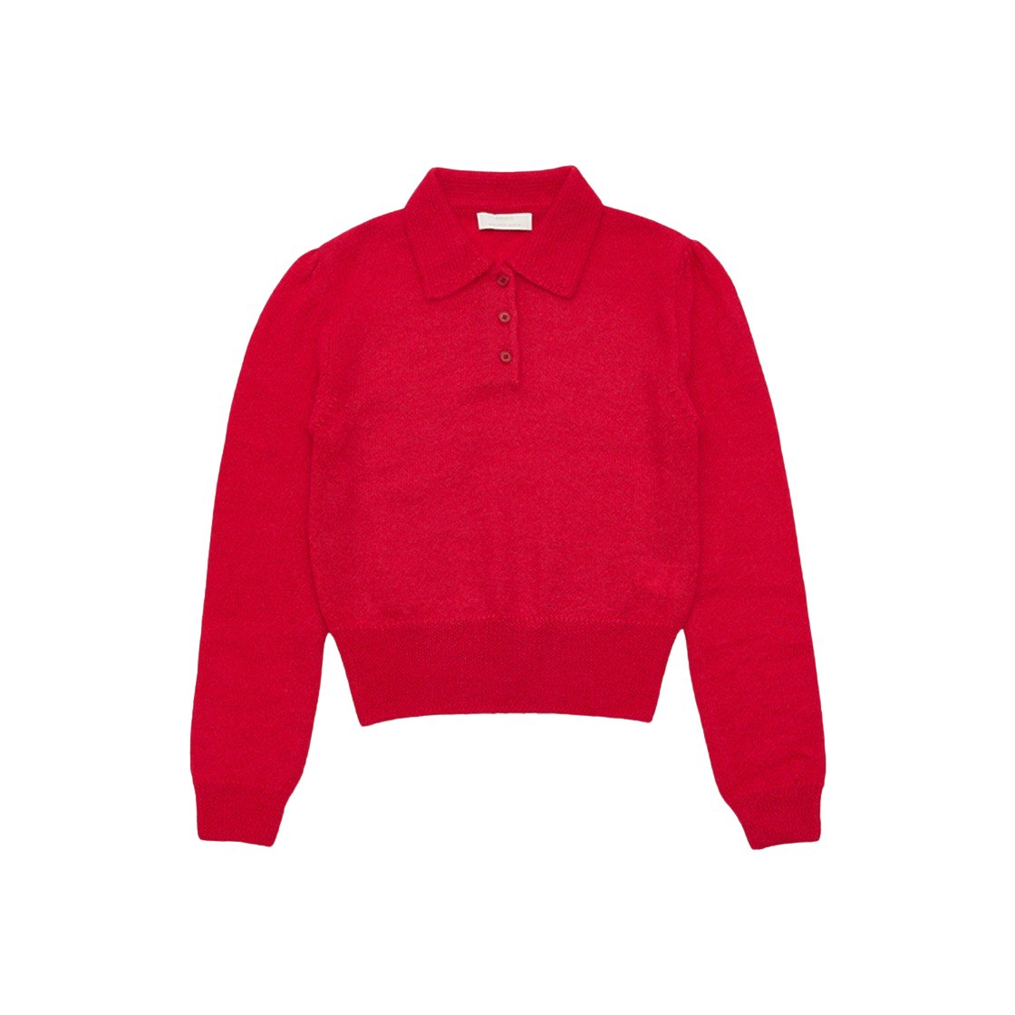 KW4DKNPAM11RD Amomento Women Sheer Collar Knit Pullover Red - 24FW