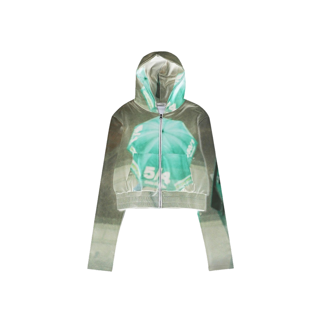 씬 우먼 엄브렐라 크롭 집업 후디 그린(SEEN Women Umbrella Crop Zip-Up Hoodie Green) - 1