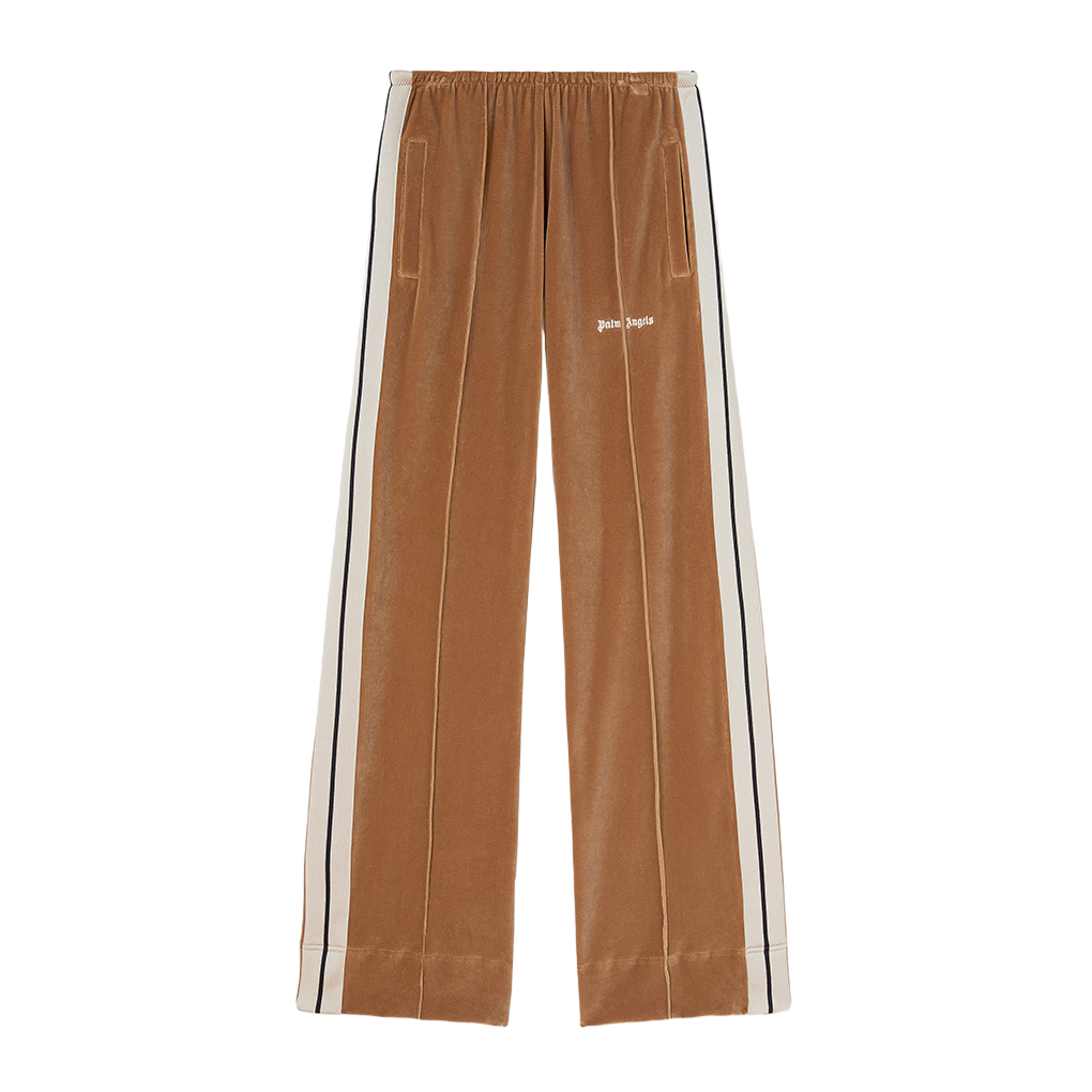 P3QWMA384 Palm Angels Velvet Loose Track Pants Beige