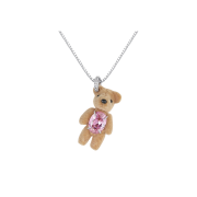Yvmin Flocked Bear Chain Necklace Brown - 24FW