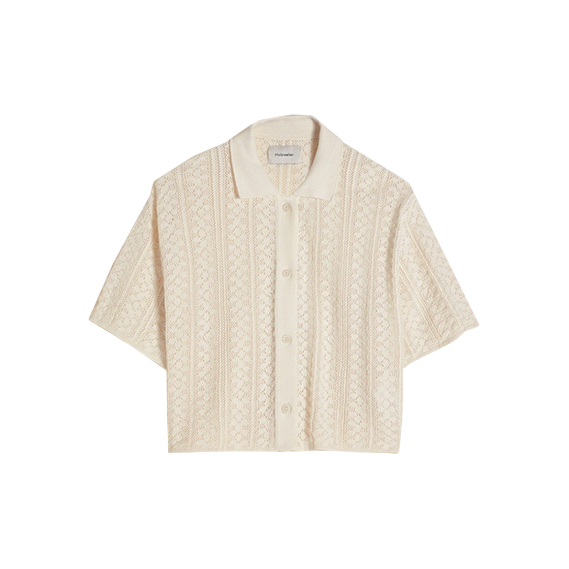 KW4ASHSHZ03IV Holzweiler Women Loch Crochet Knit Shirt White