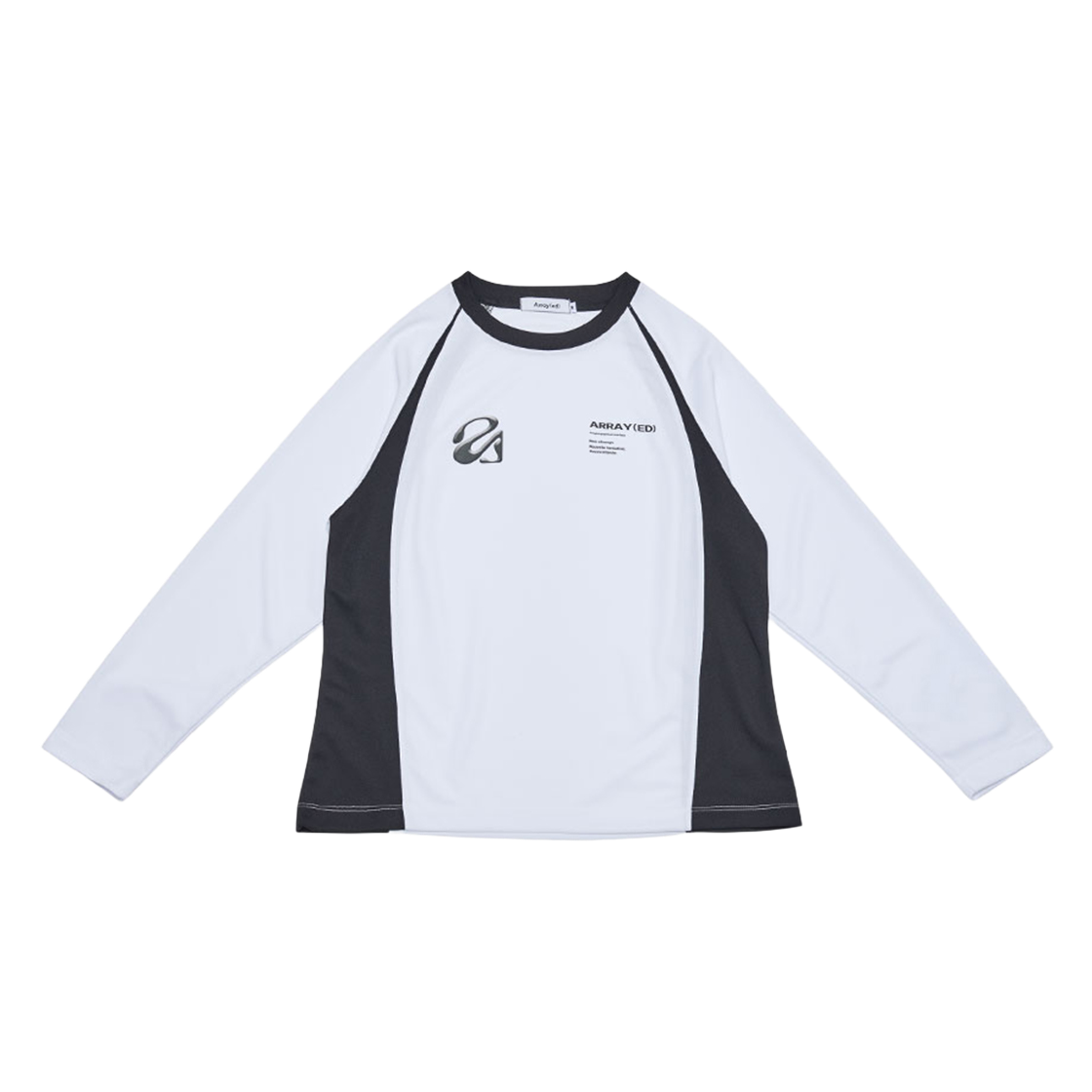 어레이드 플렛 백 메쉬 래글런 롱슬리브 티셔츠 화이트(Arrayed Flat Back Mesh Raglan Long Sleeve T-shirts White)