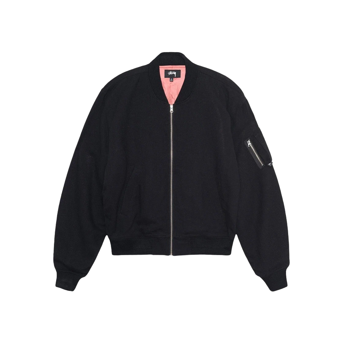 KM4AOTBST236BK Stussy Linen Beach Bomber Black