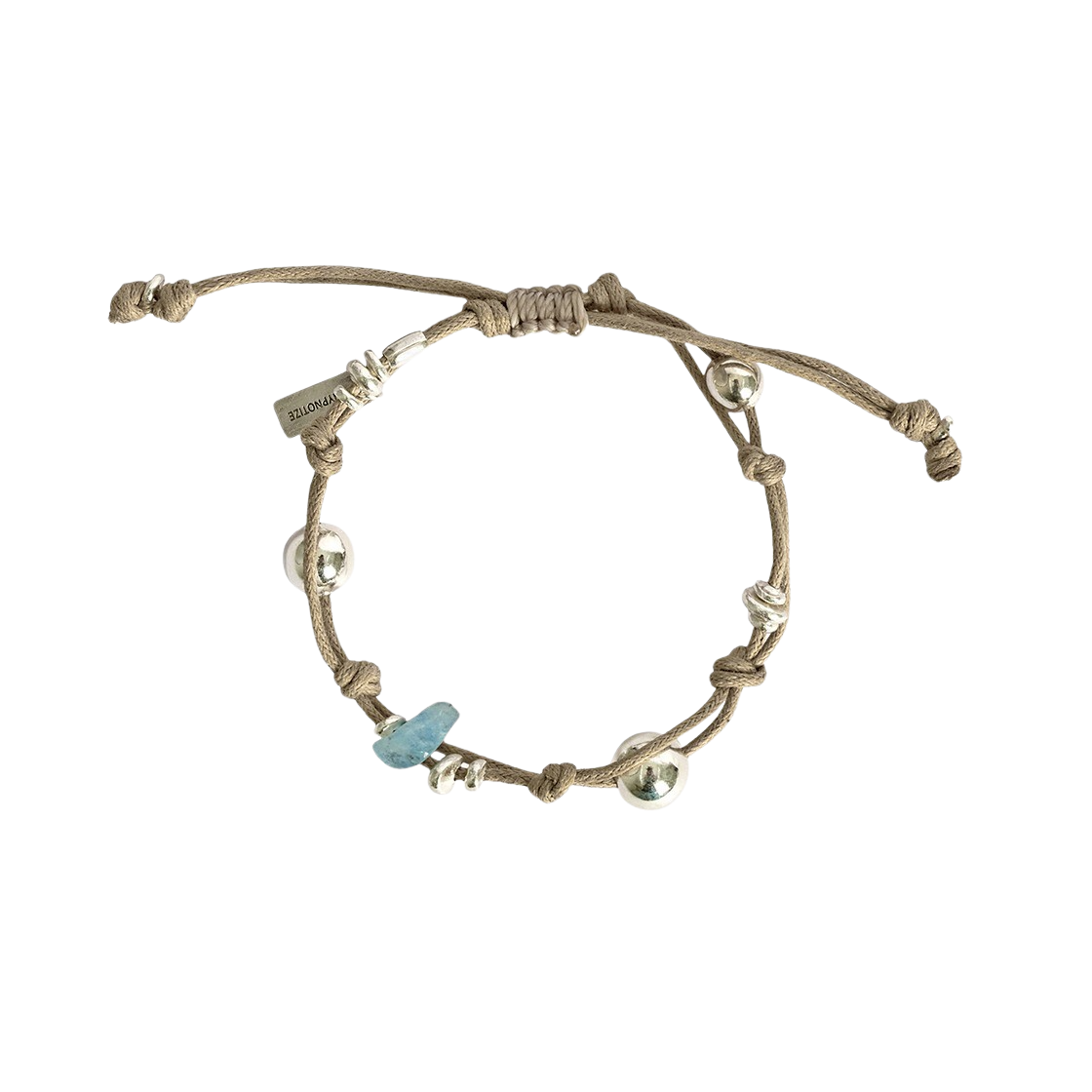 H24SSB06SV-BE-06 Hypnotize Silver Ball String Bracelet Beige