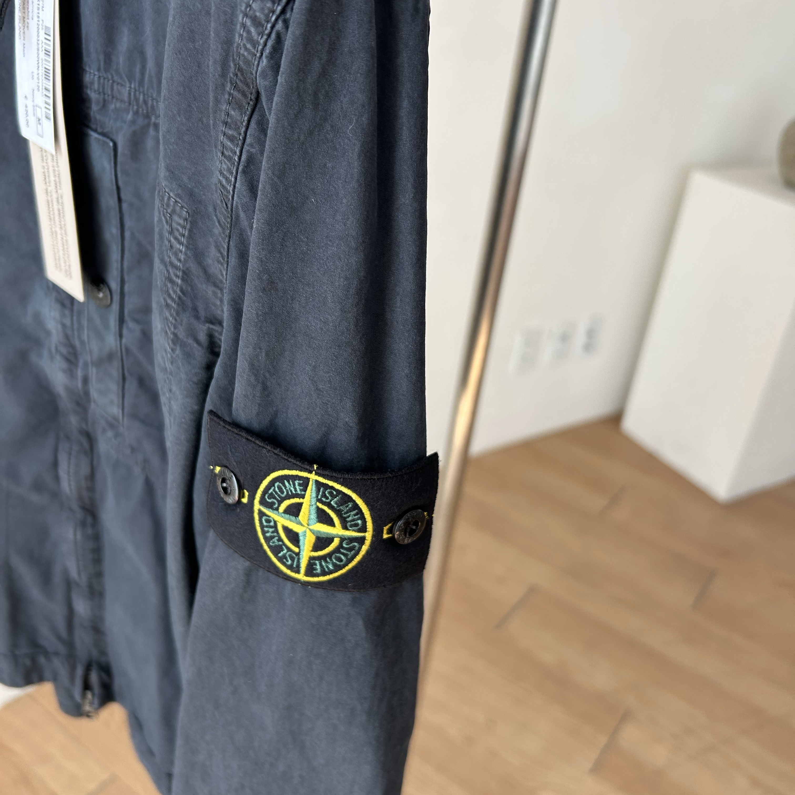 Stone Island 1200032 Brushed Organic Cotton Canvas Old Effect Overshirt Navy Blue - 25SS 착용 스타일 - 3