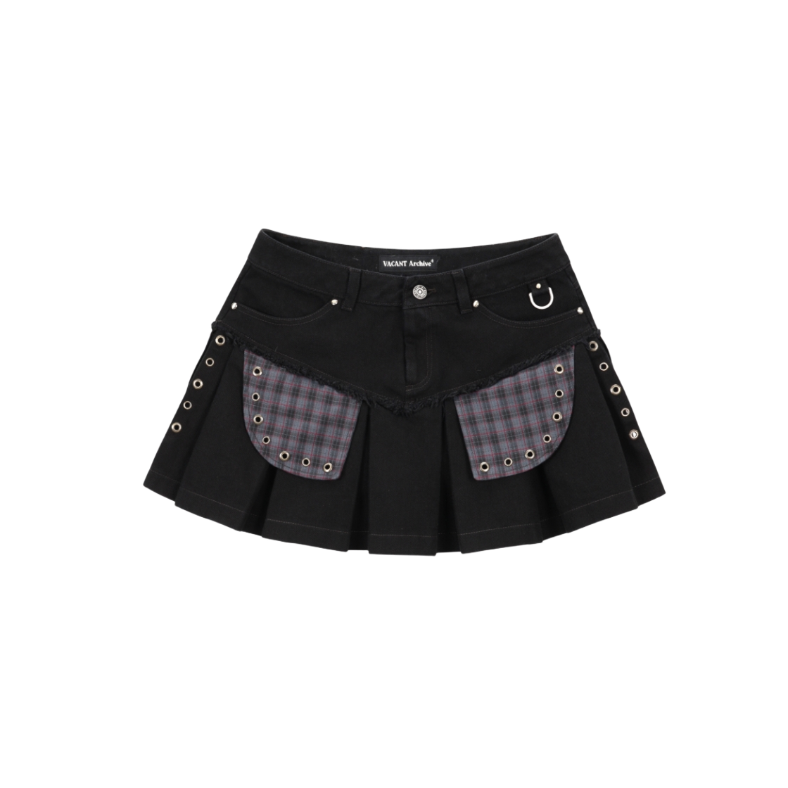 スカート VACANT Archive : 24FW / ROEL LAYERED CARPENTER SKIRT BELT 베이컨트 아카이브 리사 플리츠 미니 스커트 브라운 | VACANT