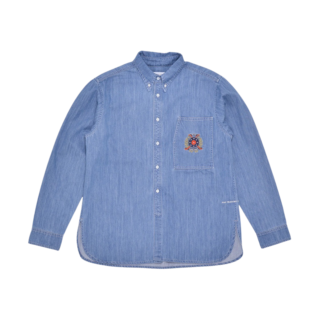 팝 트레이딩 컴퍼니 크레스트 BD 셔츠 데님(Pop Trading Company Crest BD Shirt Denim)