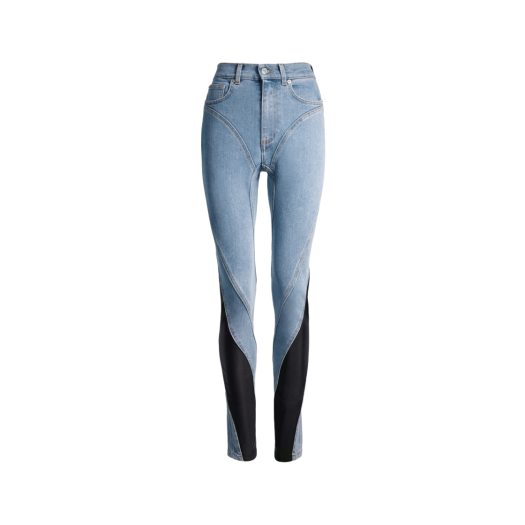 (W) H&M x Mugler Spiral Panel Jeans Light Denim Blue Black